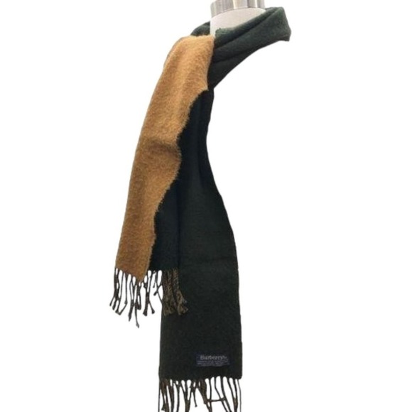 Burberry Ladies Reversible Green and Tan Cashmere/Wool Scarf One Size - Picture 1 of 6